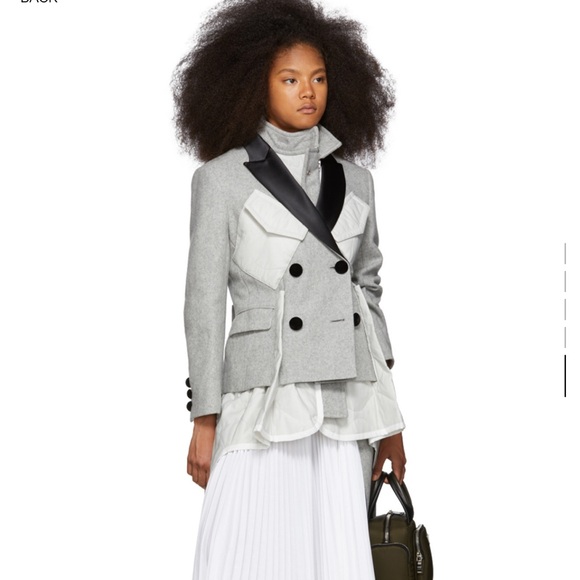 Sacai Grey Double Breasted Melton MA-1 Coat NWT - Picture 2 of 2